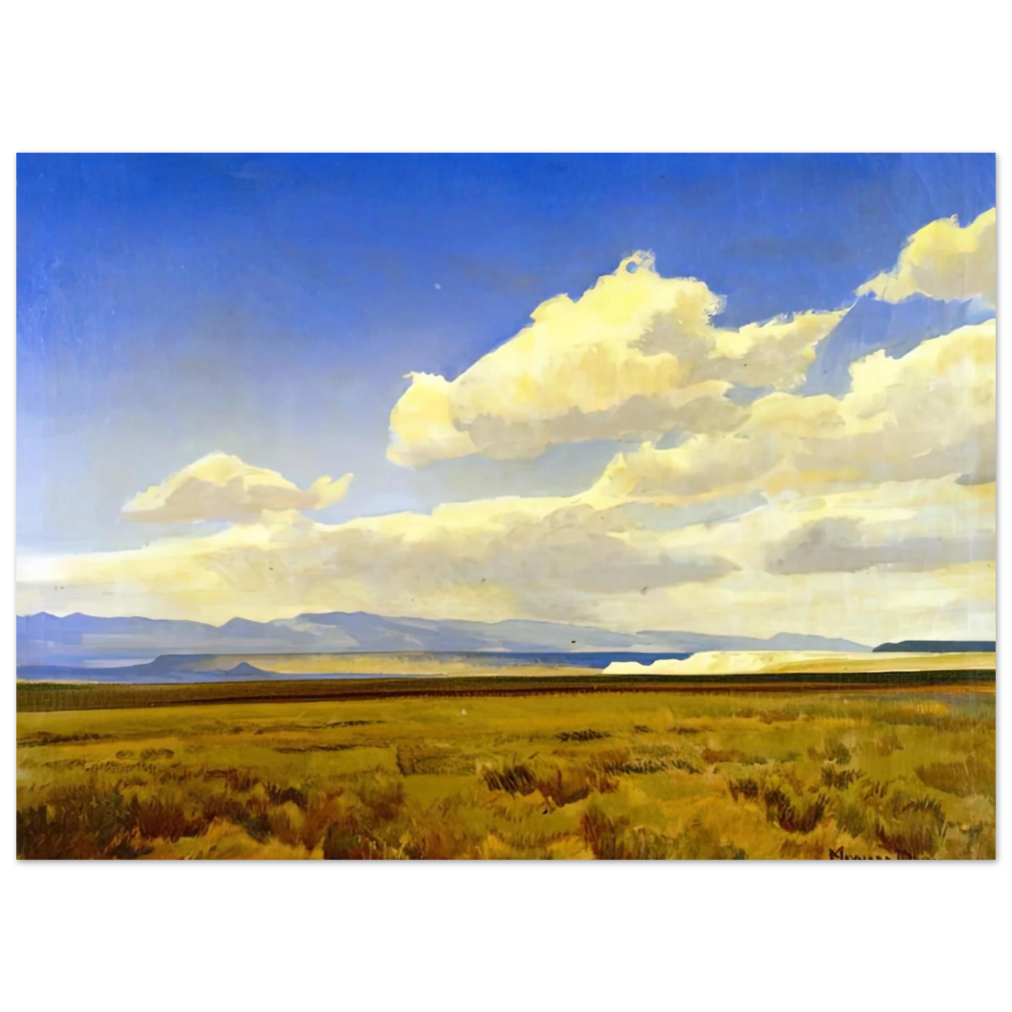 Maynard Dixon - WIND OF WYOMING 1936 Wall art - 50x70 cm / 20x28 inches - Premium Wooden Framed Poster With Fine Art Paper-canvas - White frame