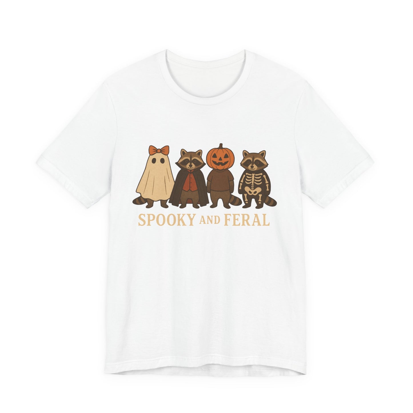 Spooky Raccoon Shirt, Grappige Halloween Grafisch T-shirt, Schattig Vintage Herfst T-shirt, Trendy Vrouwen Halloween Shirt, Feral Raccoon T-shirt