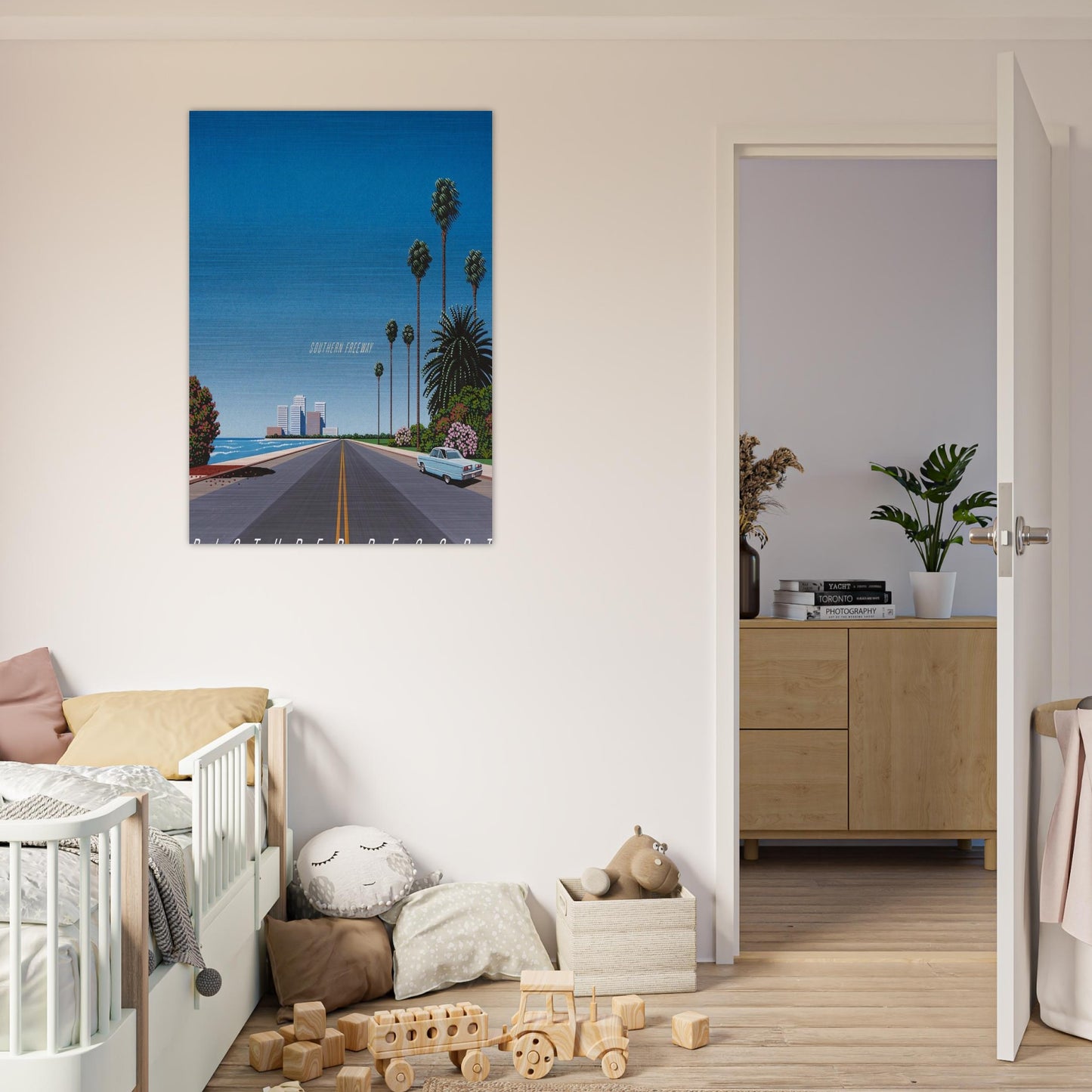 Southern Freeway Pictured Resort - Hiroshi Nagai Brushed Aluminum Print - 70x100 cm / 28x40 inches | Hiroshi Nagai Aluminum Print | Hiroshi Nagai Prints