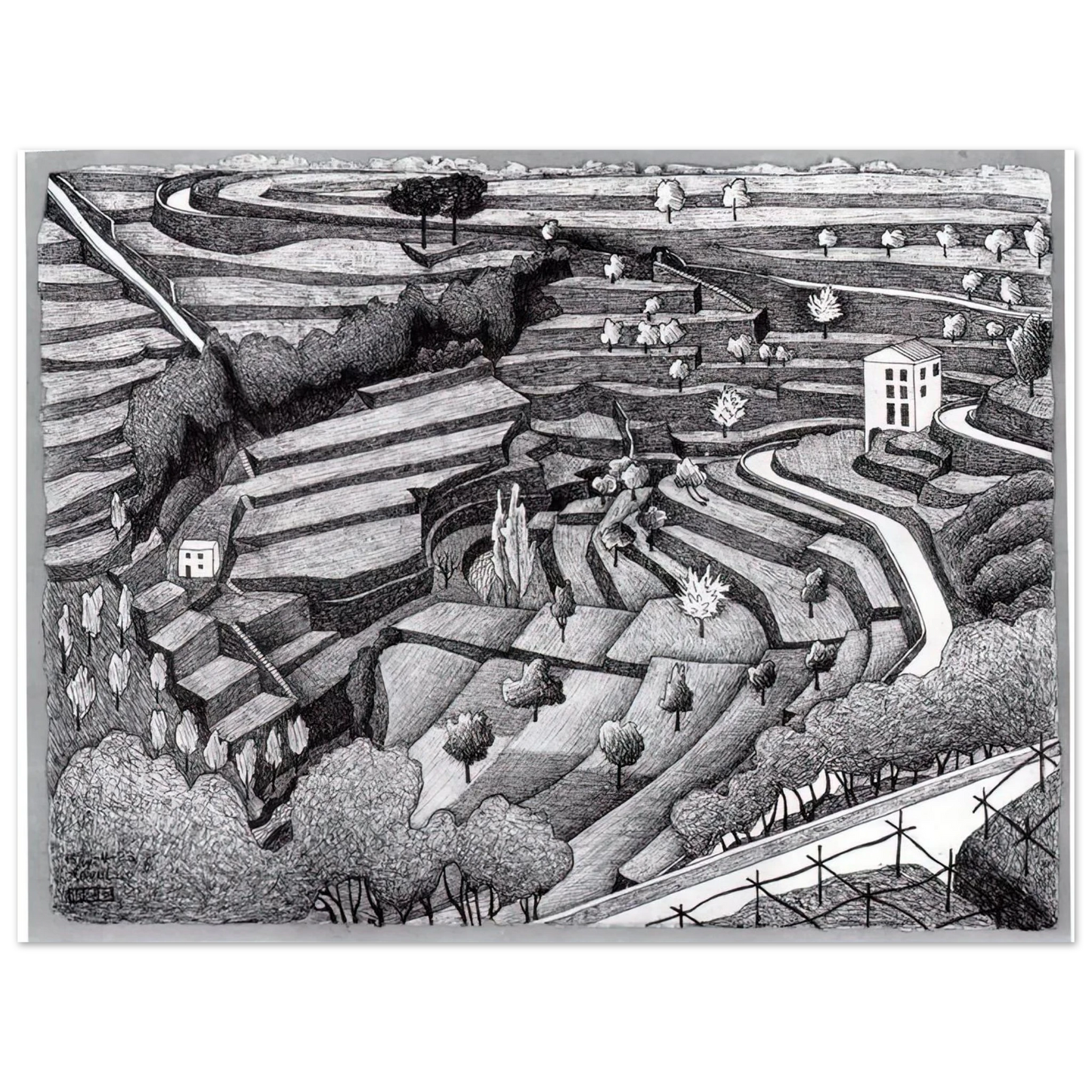 MC Escher - RAVELLO II Wall Art - 21x29.7 cm / 8x12" - Fine Art Poster-canvas - -