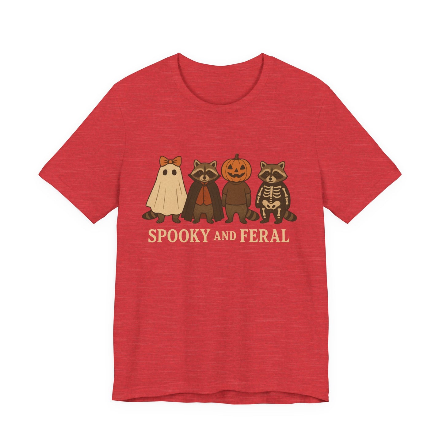 Spooky Raccoon Shirt, Grappige Halloween Grafisch T-shirt, Schattig Vintage Herfst T-shirt, Trendy Vrouwen Halloween Shirt, Feral Raccoon T-shirt