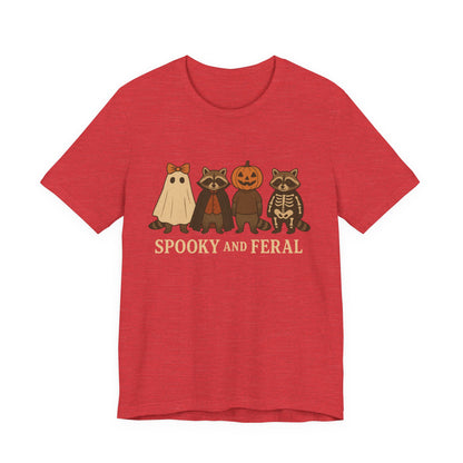 Spooky Raccoon Shirt, Grappige Halloween Grafisch T-shirt, Schattig Vintage Herfst T-shirt, Trendy Vrouwen Halloween Shirt, Feral Raccoon T-shirt