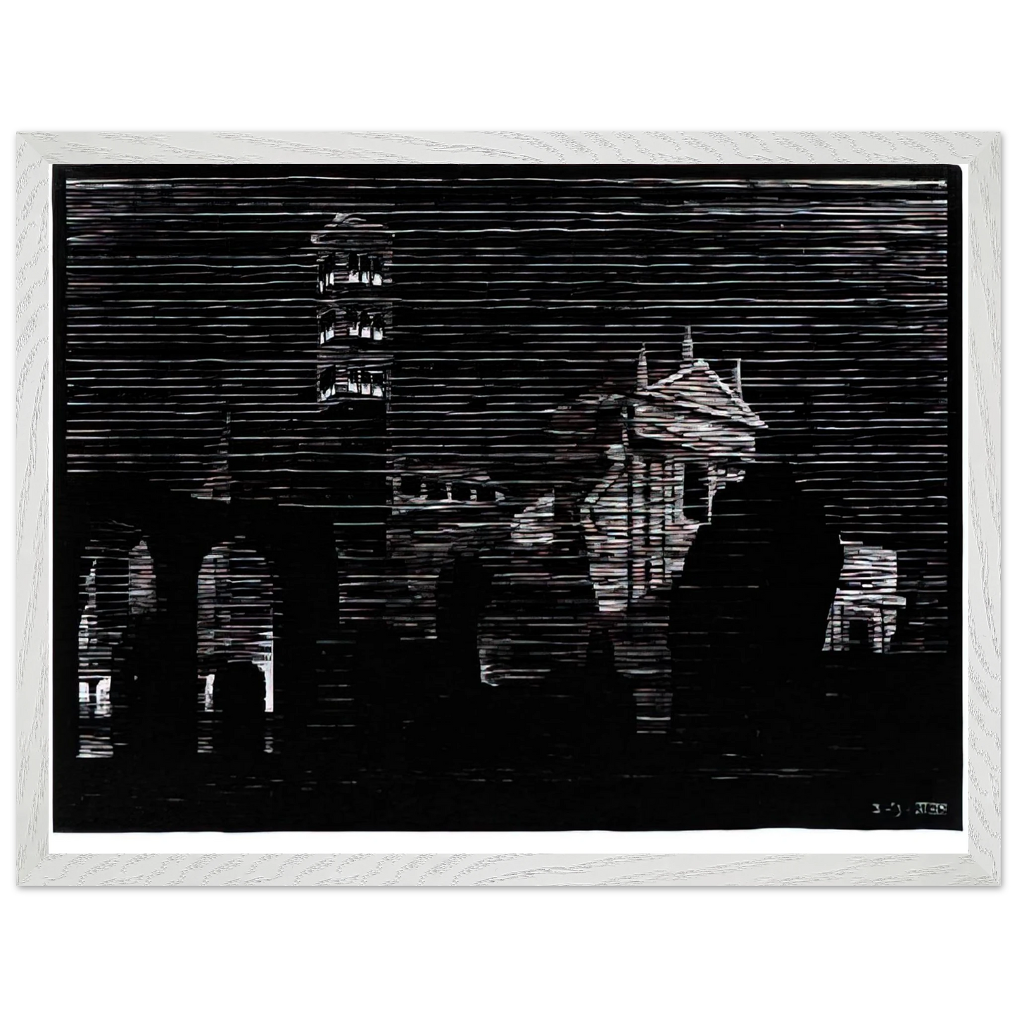 MC Escher - NOCTURNAL ROME 2 Wall Art - 30x40 cm / 12x16 inches - Premium Wooden Framed Poster With Fine Art Paper-canvas - Wood frame