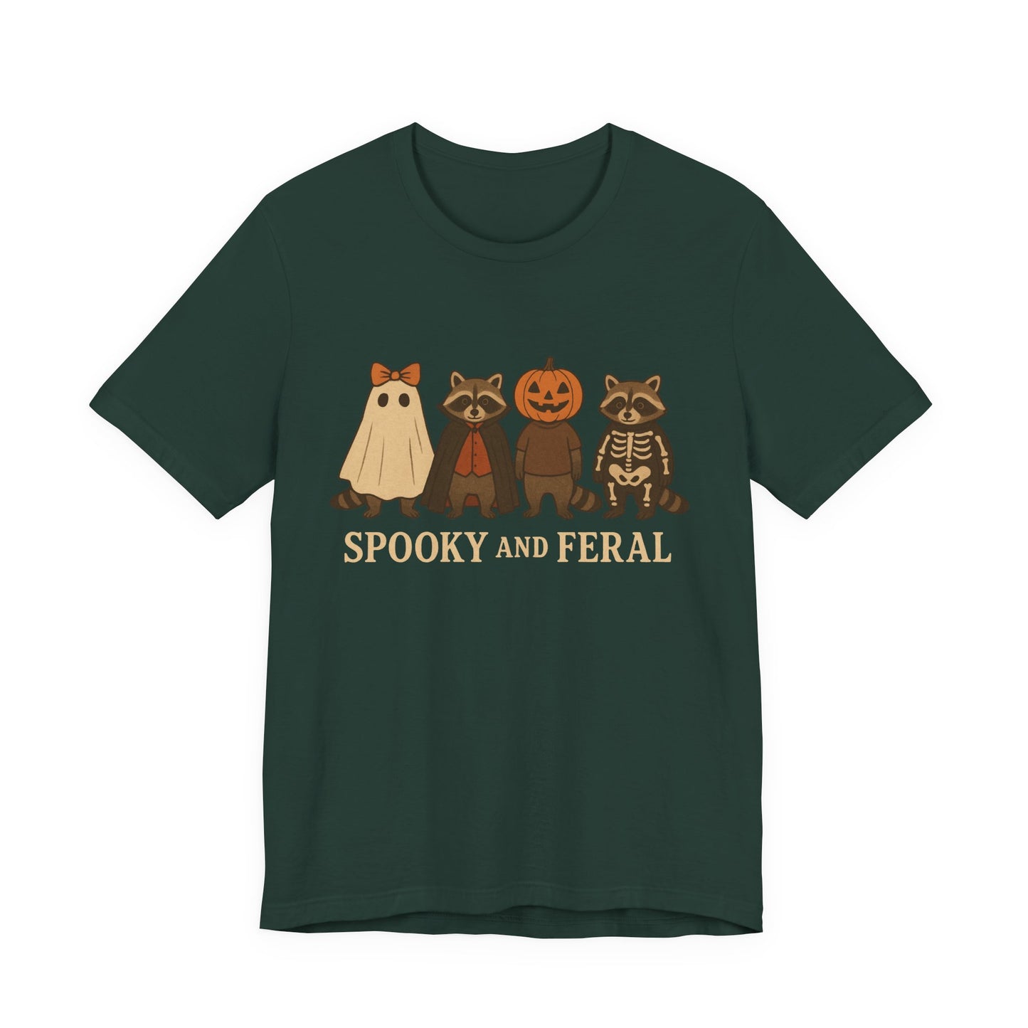 Spooky Raccoon Shirt, Grappige Halloween Grafisch T-shirt, Schattig Vintage Herfst T-shirt, Trendy Vrouwen Halloween Shirt, Feral Raccoon T-shirt