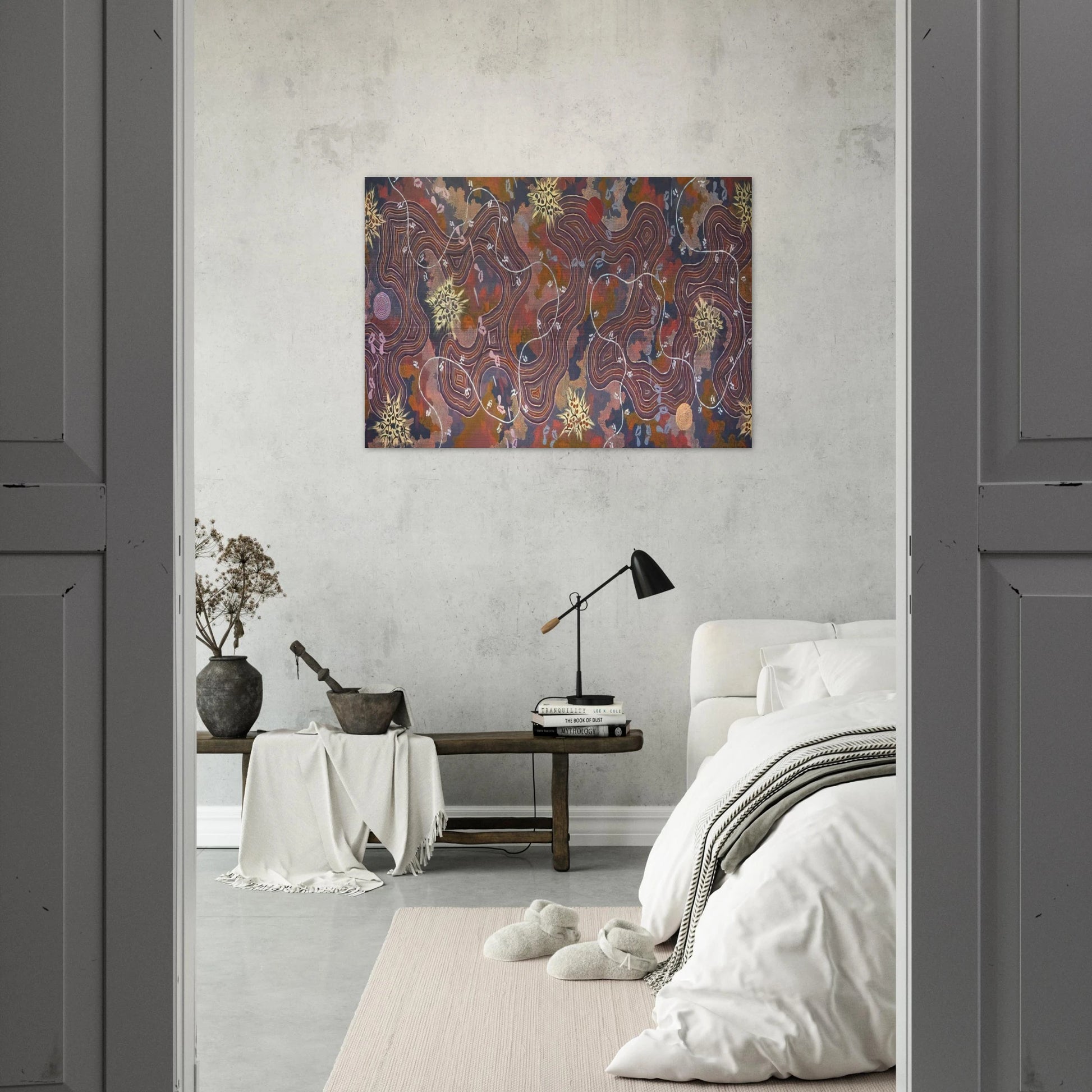 Possum Dreaming - 1994 - Clifford Possum Tjapaltjarri Brushed Aluminum Print - 70x100 cm / 28x40 inches | Clifford Possum Tjapaltjarri Aluminum Print | Clifford Possum Tjapaltjarri Prints