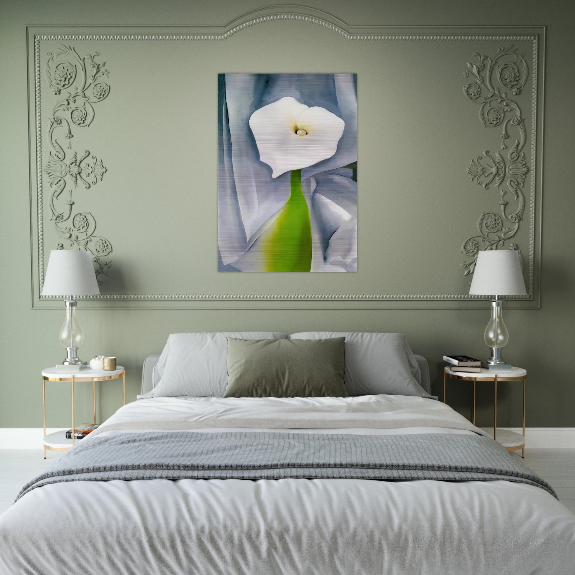 Calla Lily on Grey - Georgia O'Keeffe Brushed Aluminum Print - 70x100 cm / 28x40 inches | Georgia O'Keeffe Aluminum Print | Georgia O'Keeffe Prints