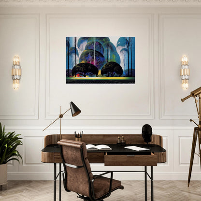 Green Forest - Eyvind Earle Brushed Aluminum Print - 70x100 cm / 28x40 inches | Eyvind Earle Aluminum Print | Eyvind Earle Prints