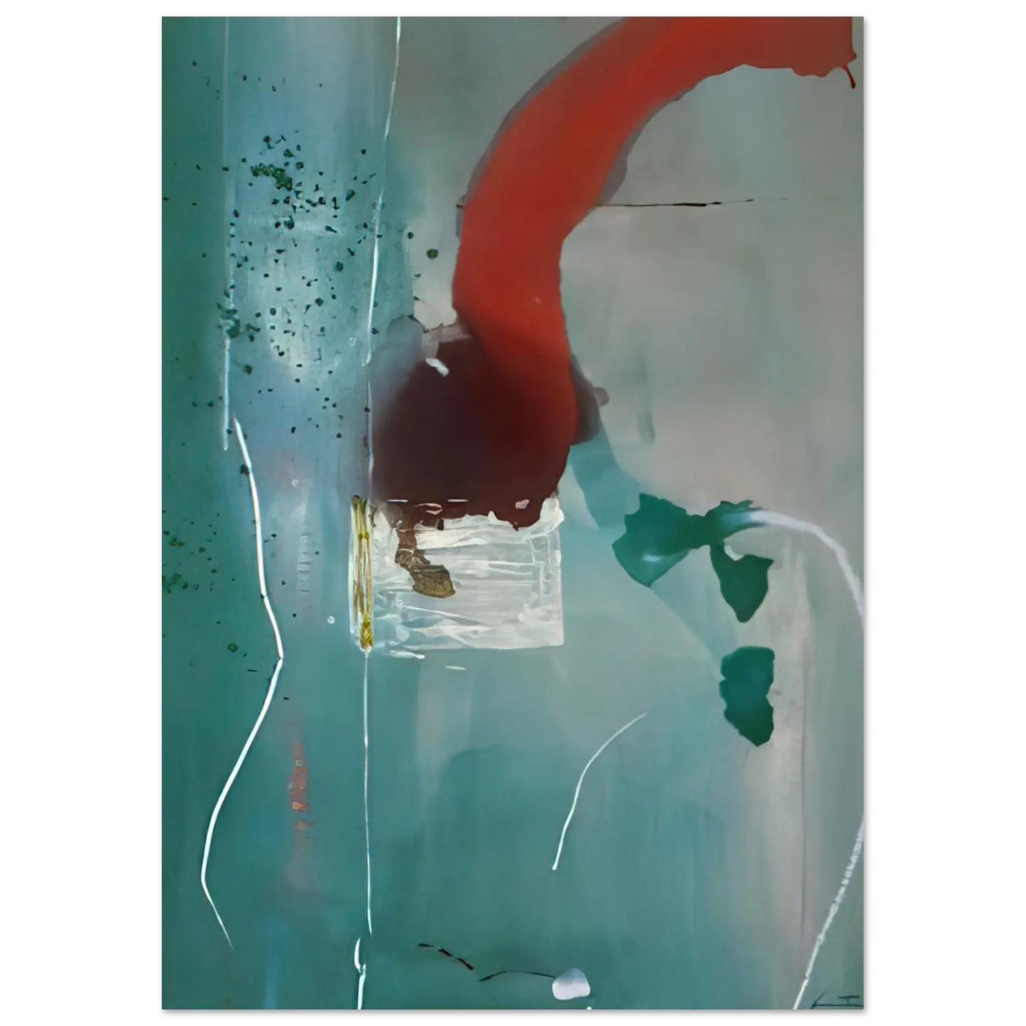 Helen Frankenthaler - Square One - 1985 Wall art - 30x45 cm / 12x18 Inches - Premium Wooden Framed Poster With Fine Art Paper - Wood frame