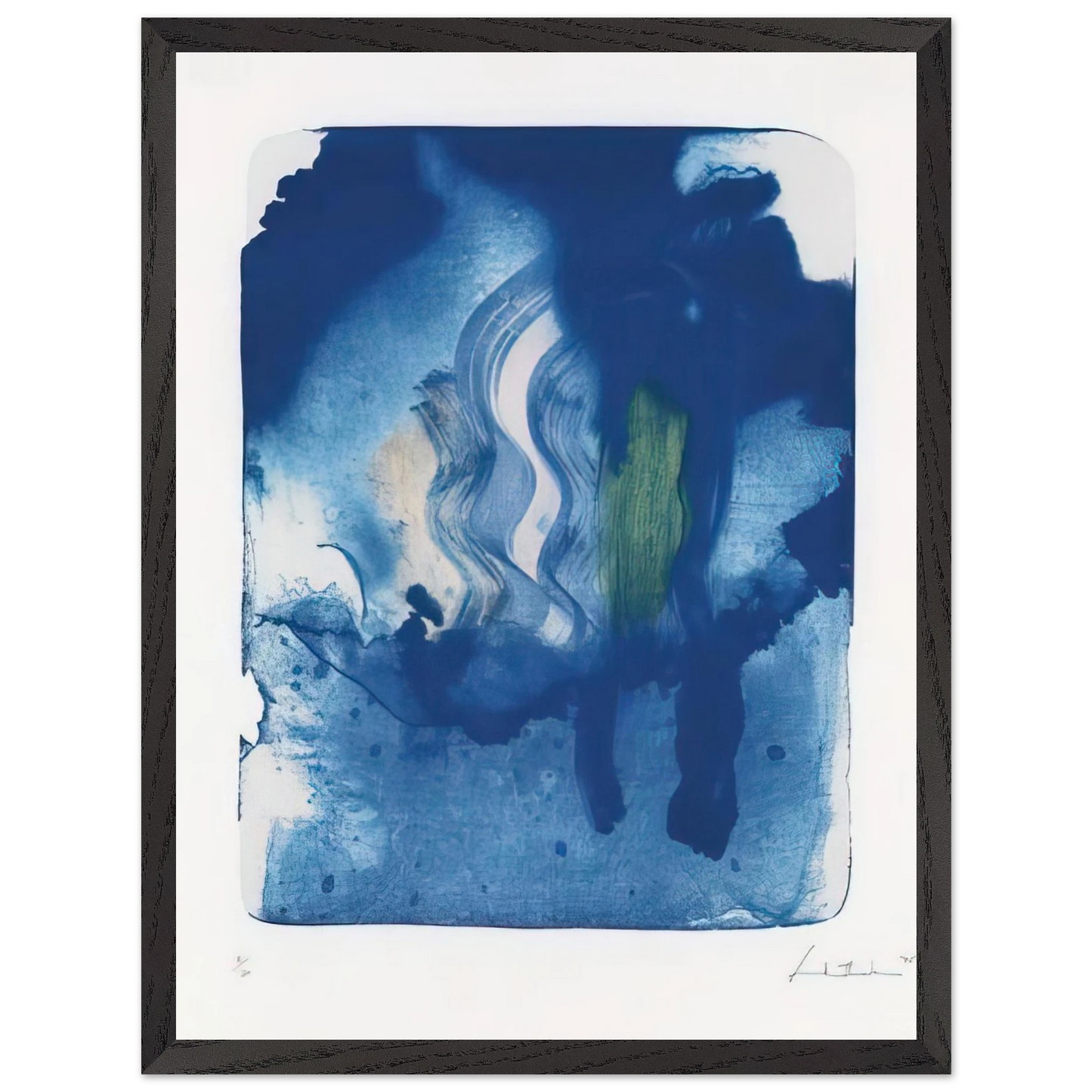 Helen Frankenthaler - Reflections V - 1995 Wall art - 70x100 cm / 28x40 inches - Premium Wooden Framed Poster With Fine Art Paper-canvas - Wood frame