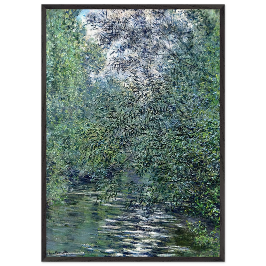 The Willows on the River - claude monet 70x100 cm / 28x40 inches Framed Art Print – Black Wooden Frame