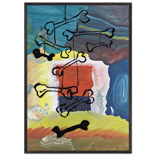 KNOCHEN MOBILE 1981 - Sigmar Polke 70x100 cm / 28x40 inches Framed Art Print – Black Wooden Frame