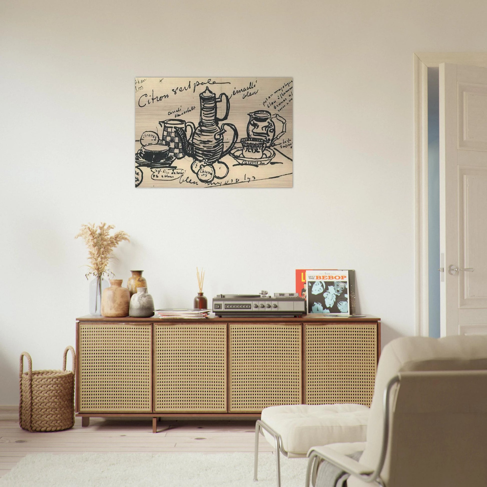 Still Life with Coffee Pot - Vincent van Gogh Brushed Aluminum Print - 70x100 cm / 28x40 inches | Vincent van Gogh Aluminum Print | Vincent van Gogh Prints
