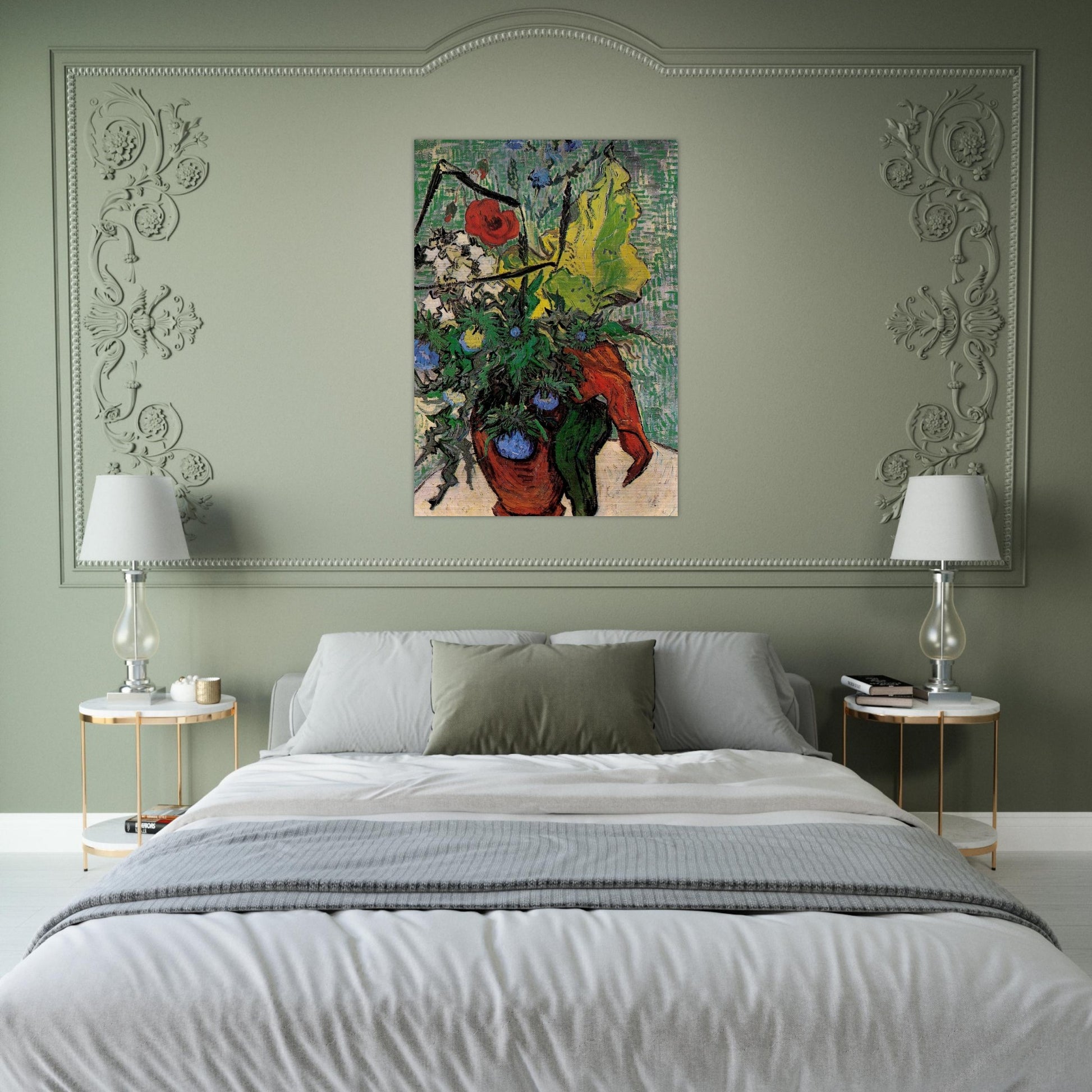 Wild Flowers and Thistles in a Vase - Vincent van Gogh Brushed Aluminum Print - 70x100 cm / 28x40 inches | Vincent van Gogh Aluminum Print | Vincent van Gogh Prints