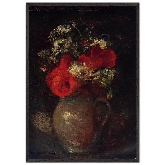 Bouquet N2 - Odilon Redon 70x100 cm / 28x40 inches Framed Art Print – Black Wooden Frame