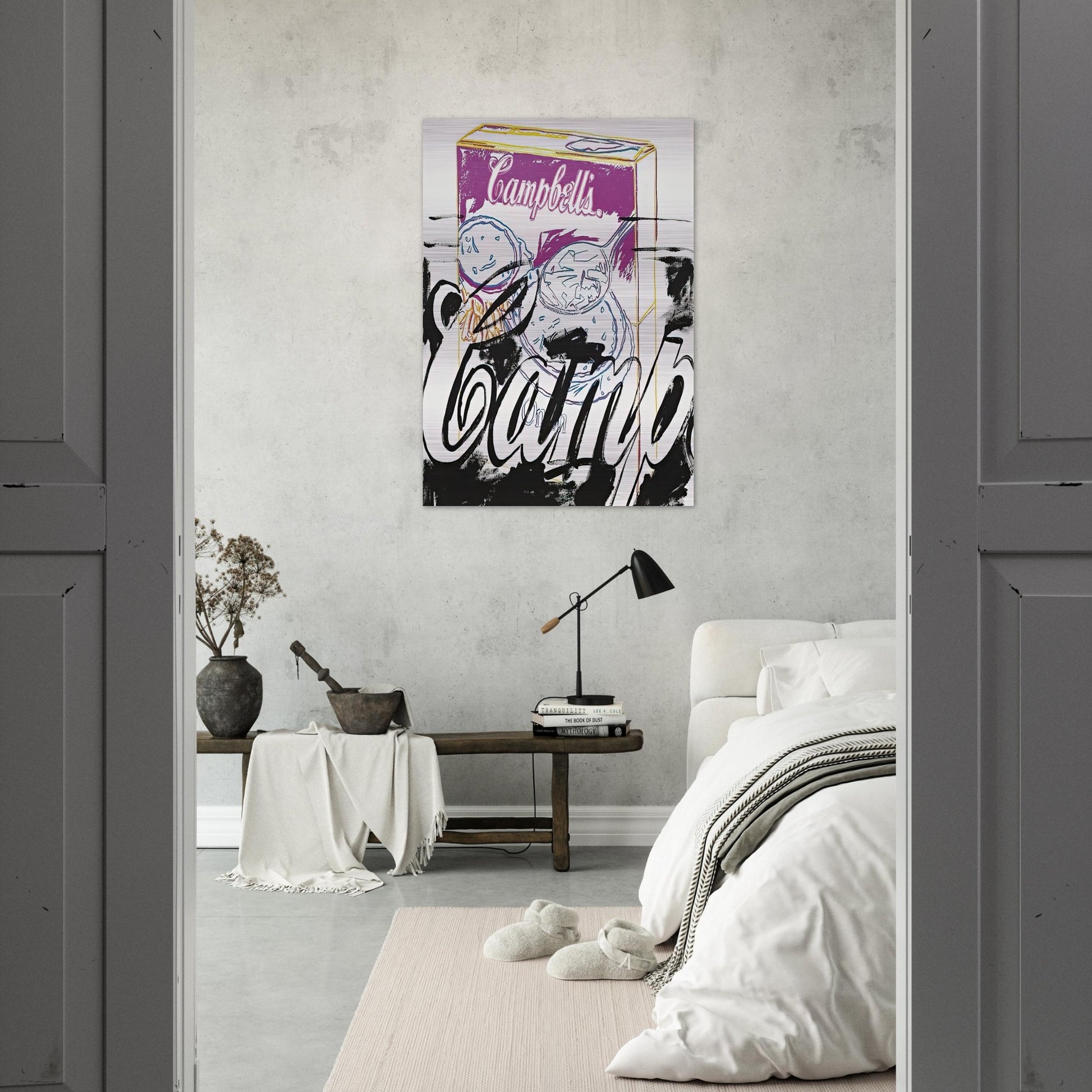 Campell's Onion Soup Box - Andy Warhol Brushed Aluminum Print - 70x100 cm / 28x40 inches | Andy Warhol Aluminum Print | Andy Warhol Prints