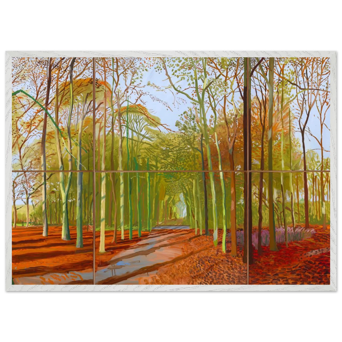 David Hockney - Woldgate Woods, 21, 23 & 29 November 2006 - 20x25 cm / 8x10 inches - Premium Wooden Framed Poster With Fine Art Paper-canvas - White frame
