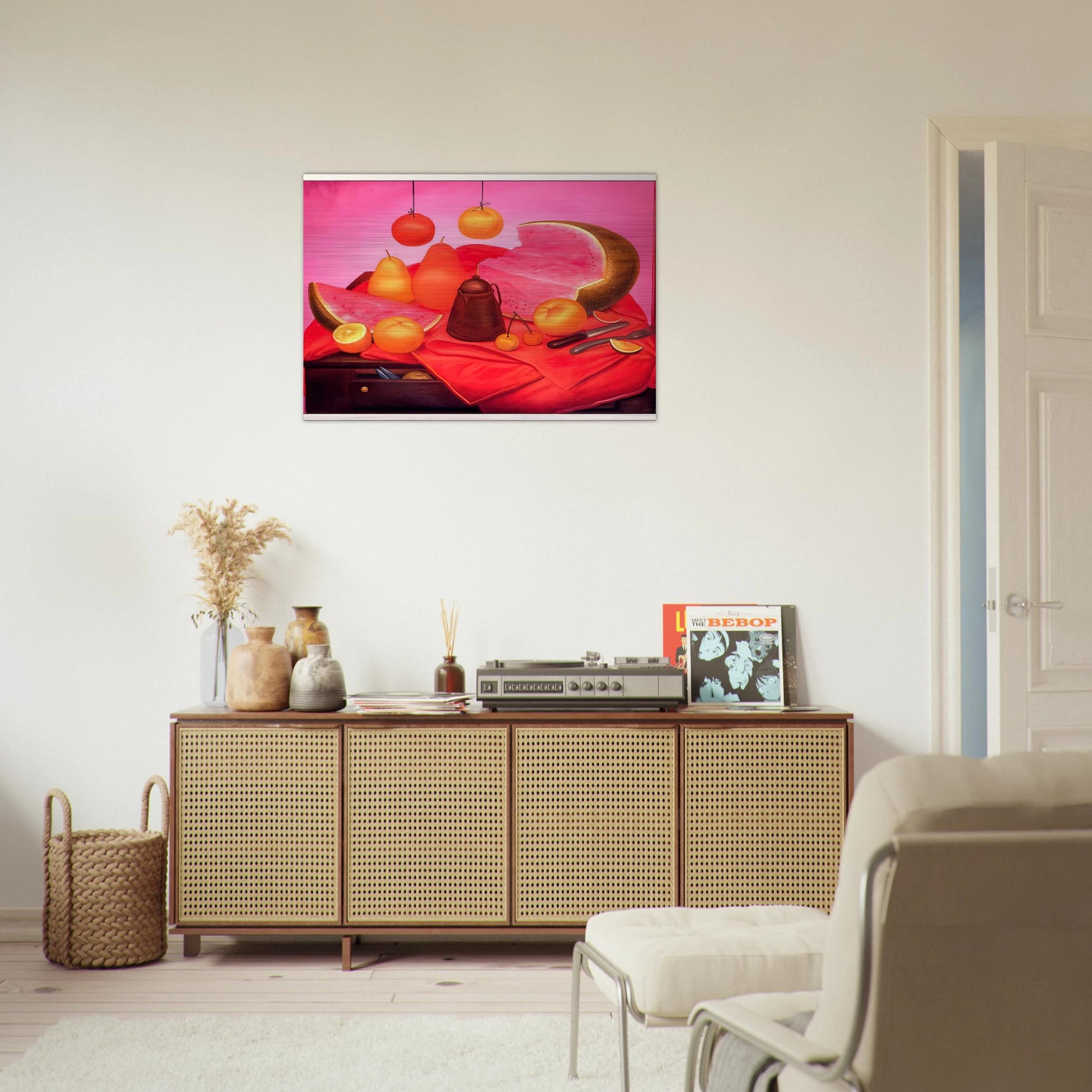 STILL LIFE WITH WATERMELON 1 - Fernando Botero Brushed Aluminum Print - 70x100 cm / 28x40 inches | Fernando Botero Aluminum Print | Fernando Botero Prints