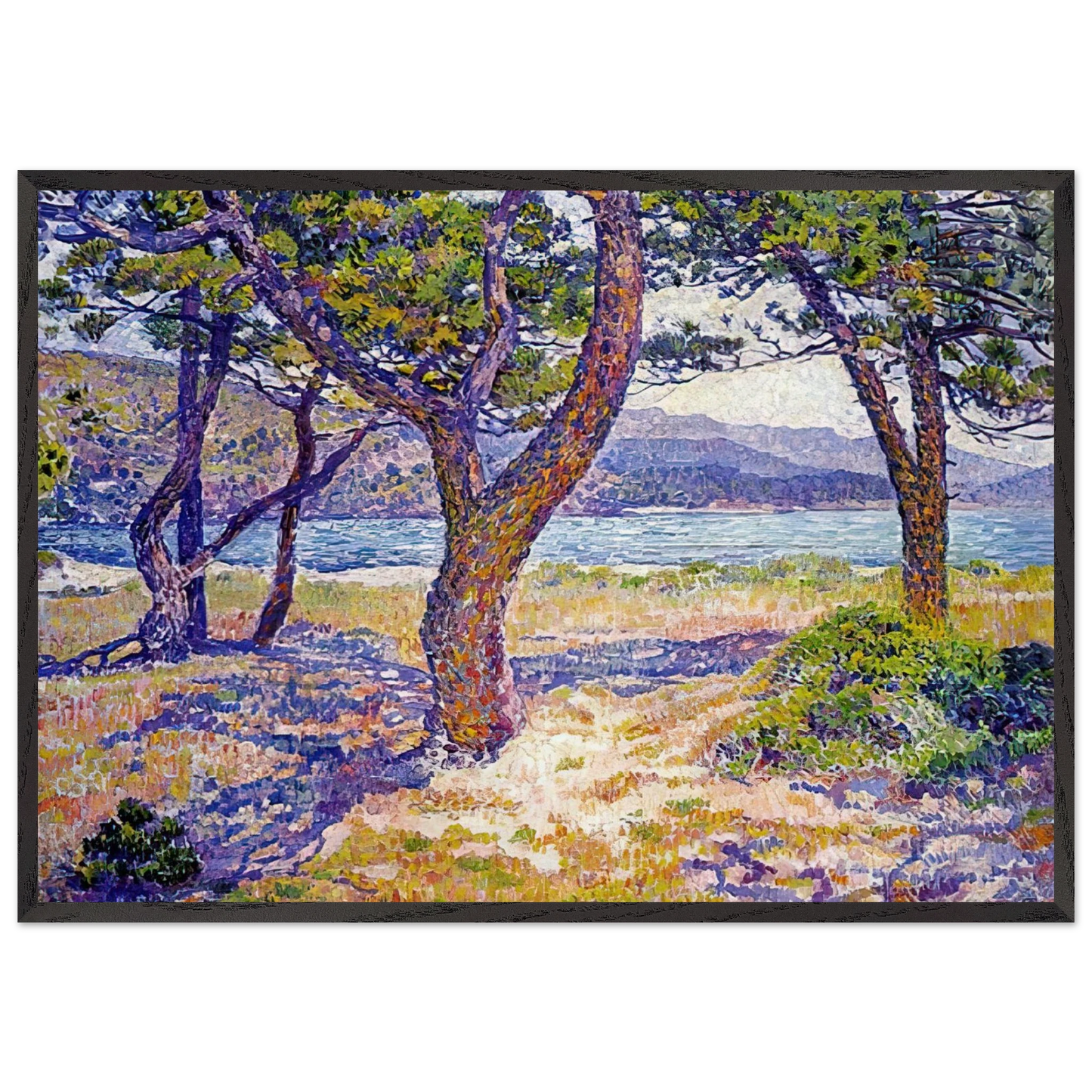IL MEDITERRANEO PRESSO LE LAVANDOU - Theo van Rysselberghe 70x100 cm / 28x40 inches Framed Art Print – Black Wooden Frame