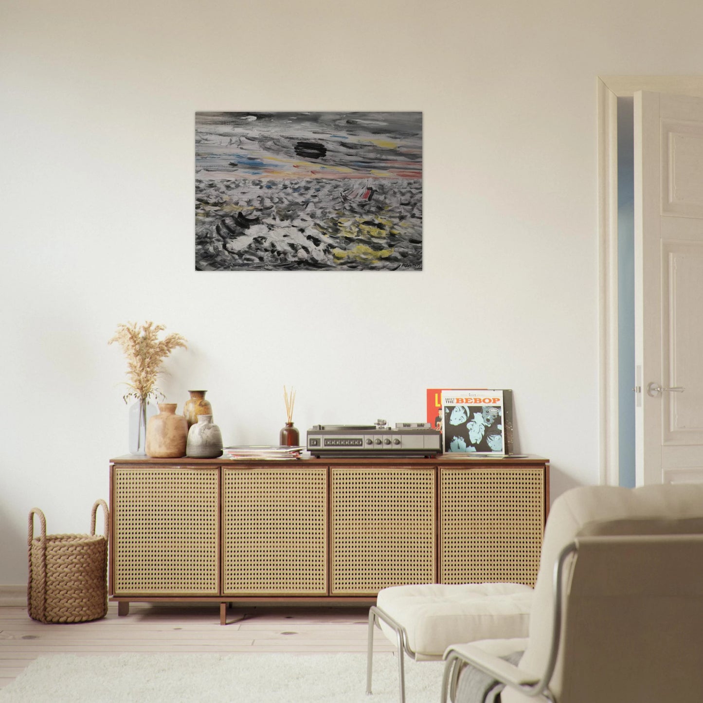 Movement in Greys and Yellows - 1946 - John Marin Brushed Aluminum Print - 70x100 cm / 28x40 inches | John Marin Aluminum Print | John Marin Prints