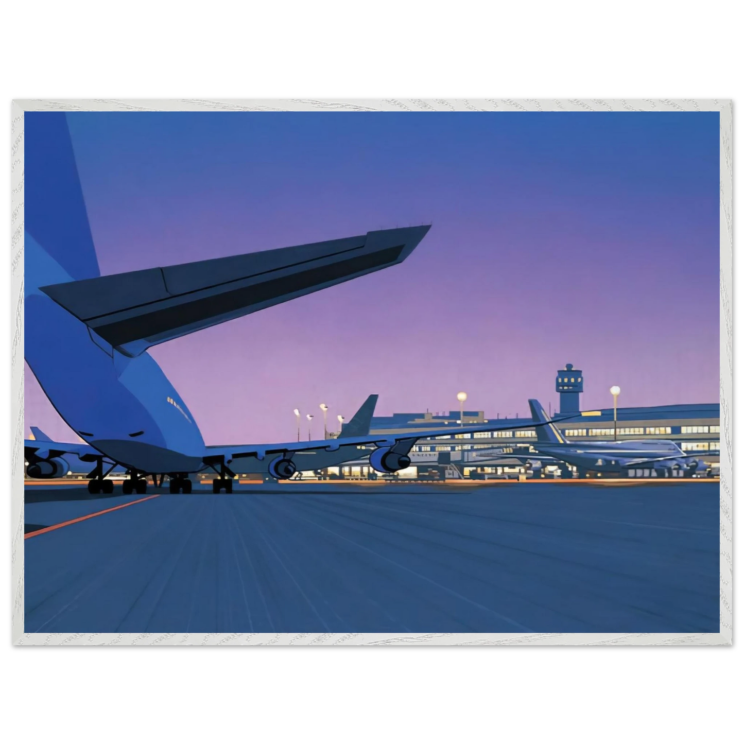 Hiroshi Nagai - Taxiway Wall Art - 21x29.7 cm / 8x12" - Premium Wooden Framed Poster With Fine Art Paper - Black frame