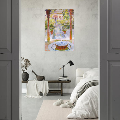 THE GARDENS OF GENERALIFE IN GRENADA 1913 - Theo van Rysselberghe Brushed Aluminum Print - 70x100 cm / 28x40 inches | Theo van Rysselberghe Aluminum Print | Theo van Rysselberghe Prints