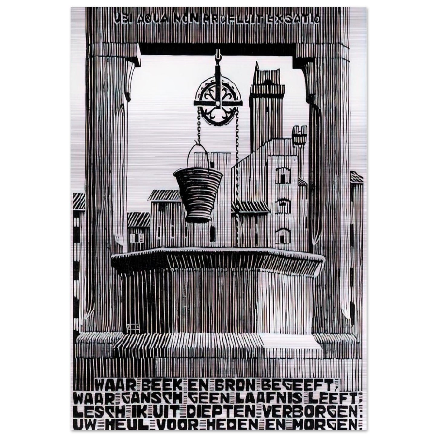EMBLEMATA WELL - MC Escher Brushed Aluminum Print - 70x100 cm / 28x40 inches | MC Escher Aluminum Print | MC Escher Prints