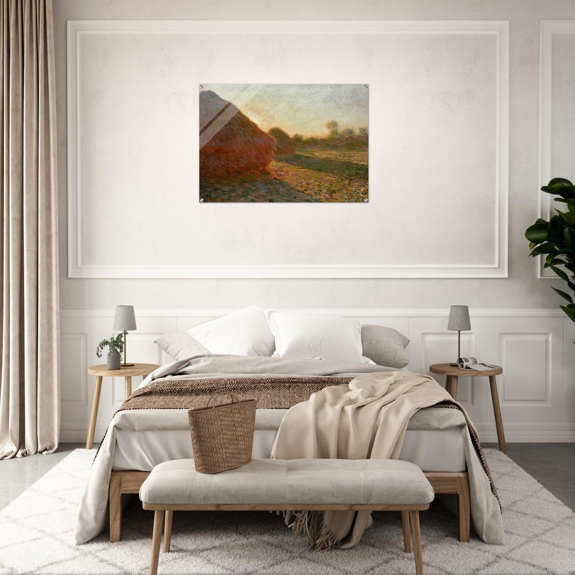 Haystacks, Last Sunrays - claude monet Acrylic Print - 70x100 cm / 28x40″ inches | claude monet Wall Art | claude monet Prints