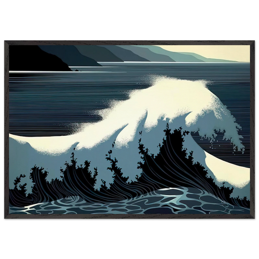 A Sounding of Surf - Eyvind Earle 70x100 cm / 28x40 inches Framed Art Print – Black Wooden Frame