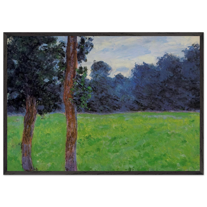 Two Trees in a Meadow - claude monet 70x100 cm / 28x40 inches Framed Art Print – Black Wooden Frame