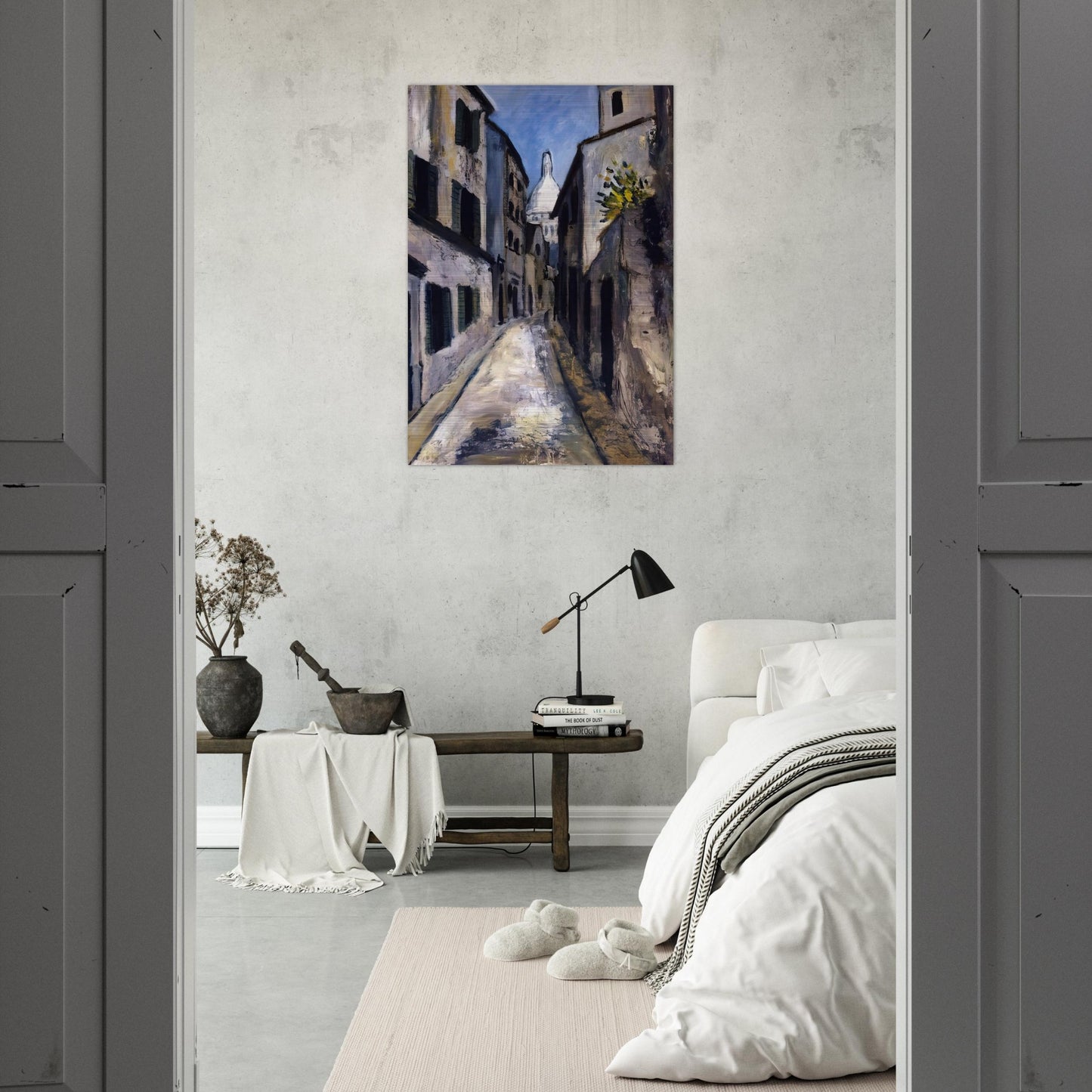 SAINT RUSTIQUE STREET - Maurice Utrillo Brushed Aluminum Print - 70x100 cm / 28x40 inches | Maurice Utrillo Aluminum Print | Maurice Utrillo Prints