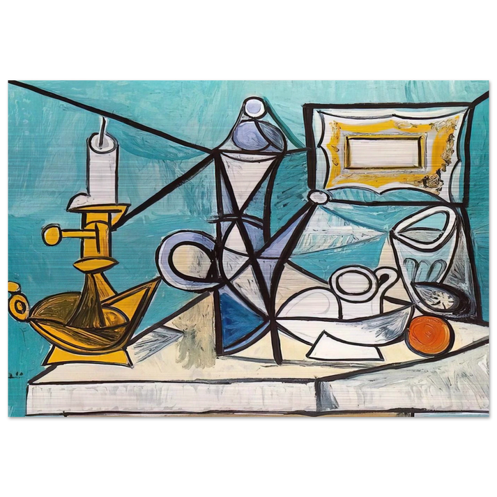 Still life with lamp - 1944 - Pablo Picasso Brushed Aluminum Print - 70x100 cm / 28x40 inches | Pablo Picasso Aluminum Print | Pablo Picasso Prints