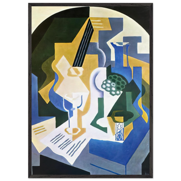 STILL LIFE WITH FRUIT BOWL AND MANDOLIN 1919 - Juan Gris 70x100 cm / 28x40 inches Framed Art Print – Black Wooden Frame