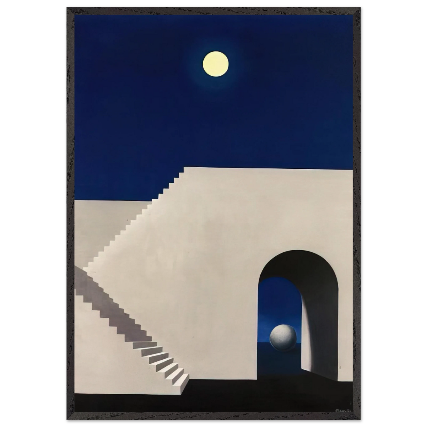 ARCHITECTURE AU CLAIR DE LUNE 1956 - Rene Magritte 70x100 cm / 28x40 inches Framed Art Print – Black Wooden Frame