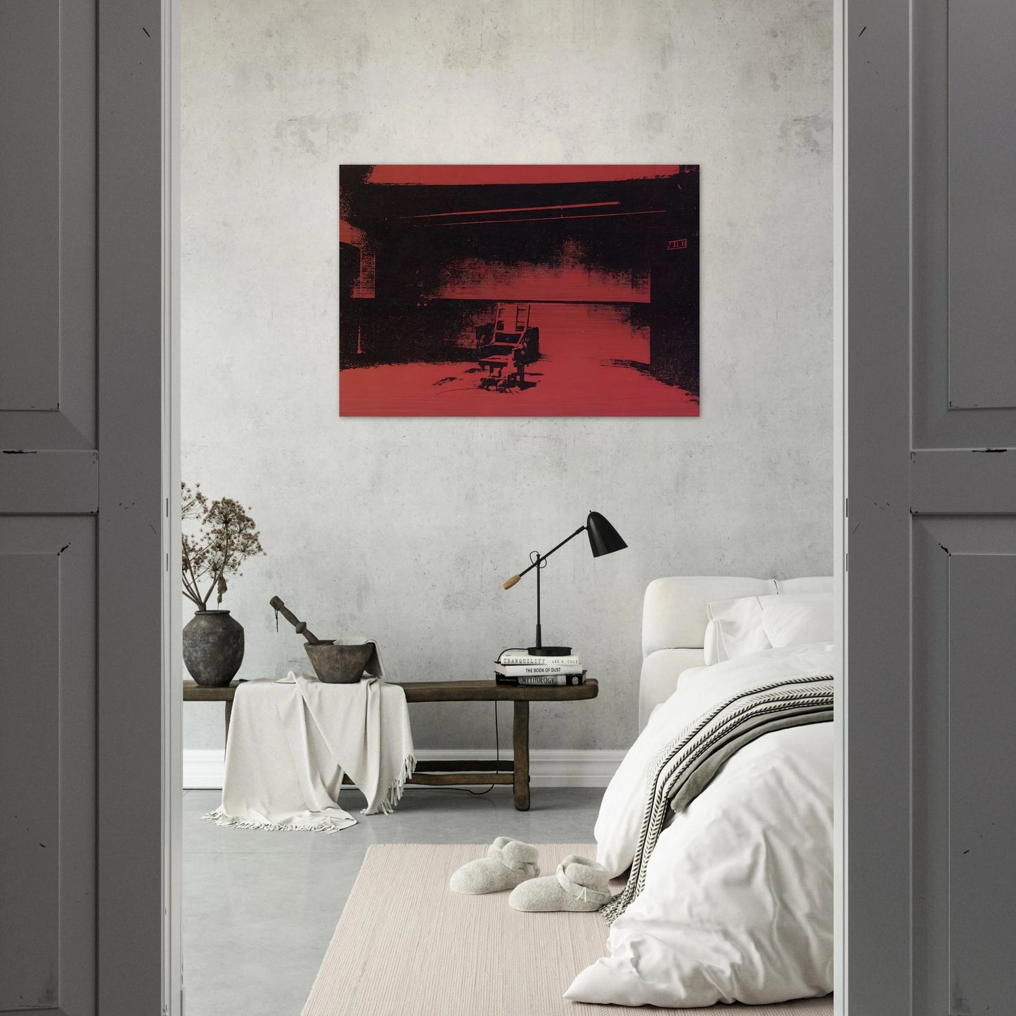Early electric chair - Andy Warhol Brushed Aluminum Print - 70x100 cm / 28x40 inches | Andy Warhol Aluminum Print | Andy Warhol Prints