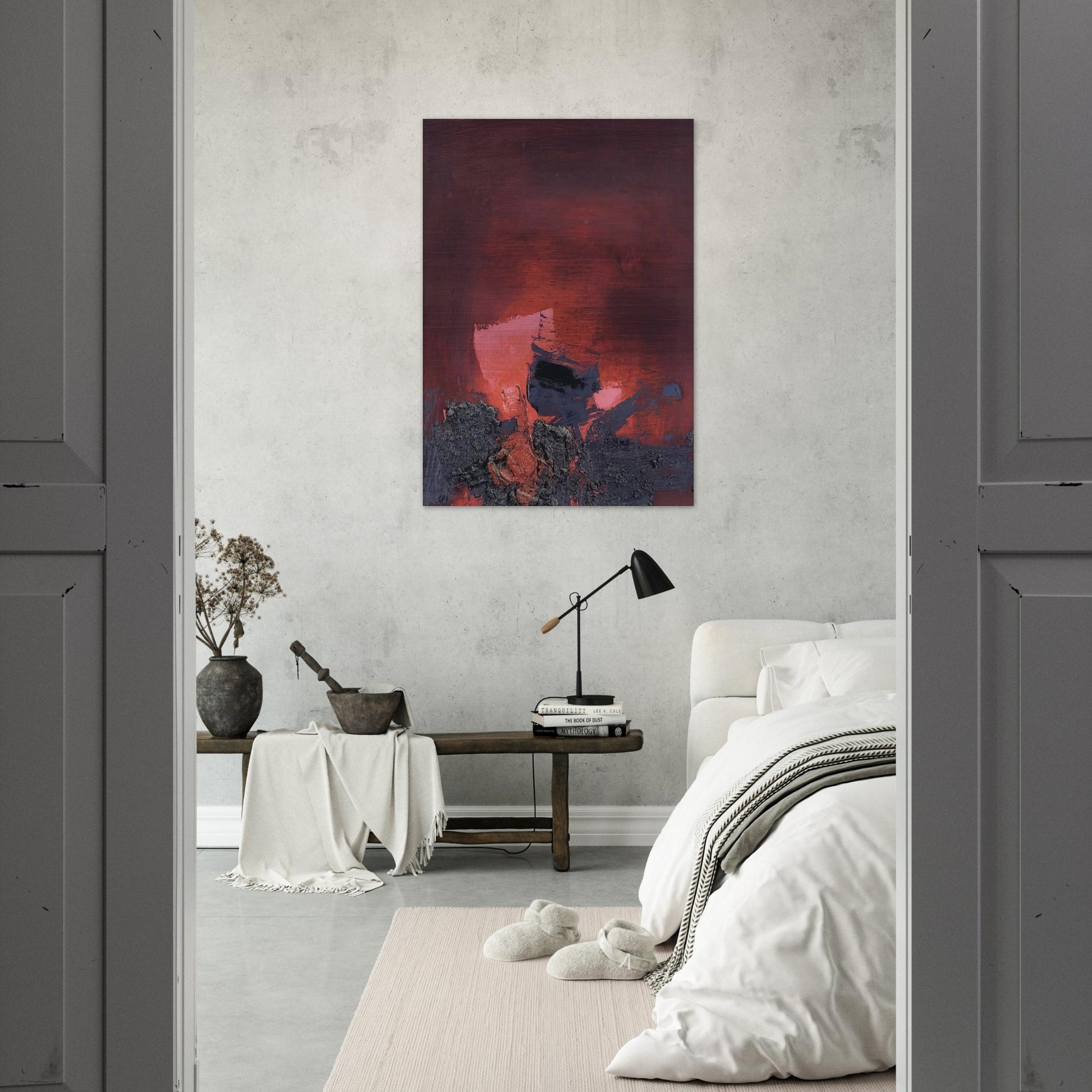 SIN T TULO ABSTRACCI N EN ROSO Y NEGRO - Luis Feito Brushed Aluminum Print - 70x100 cm / 28x40 inches | Luis Feito Aluminum Print | Luis Feito Prints