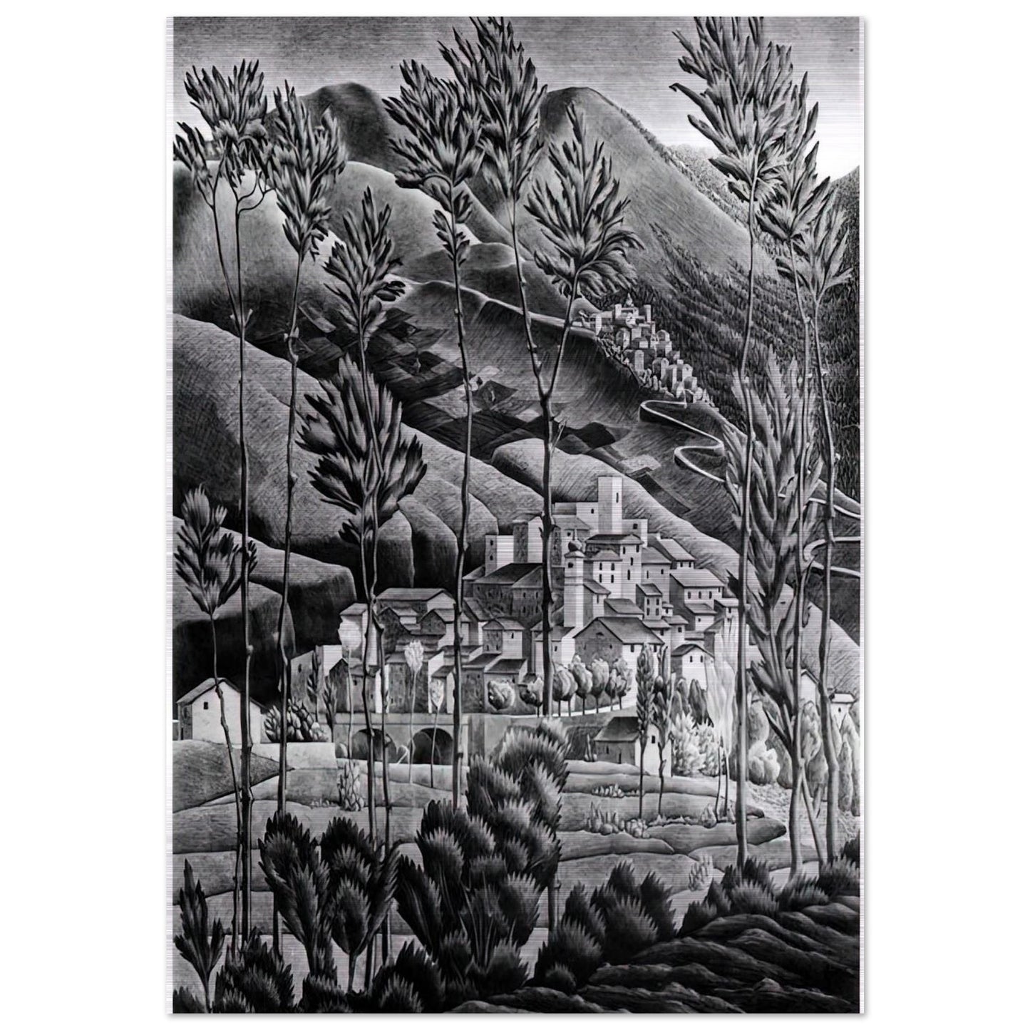 ALFEDENA ABRUZZI - MC Escher Brushed Aluminum Print - 70x100 cm / 28x40 inches | MC Escher Aluminum Print | MC Escher Prints