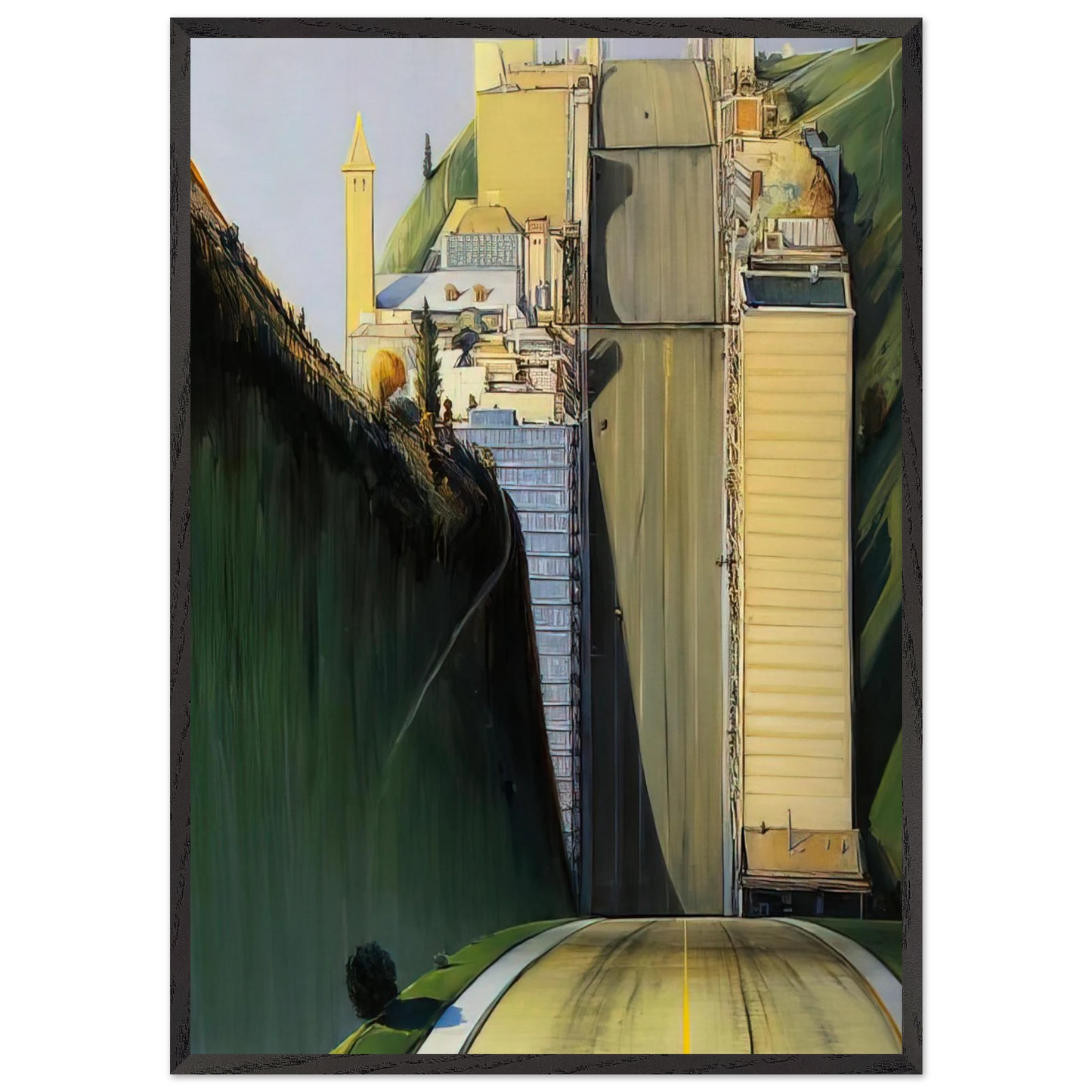 Park Place - 1993 - Wayne Thiebaud 70x100 cm / 28x40 inches Framed Art Print – Black Wooden Frame