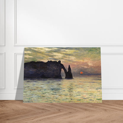 The Manneport, Cliff at Etretat, Sunset - claude monet Brushed Aluminum Print - 70x100 cm / 28x40 inches | claude monet Aluminum Print | claude monet Prints