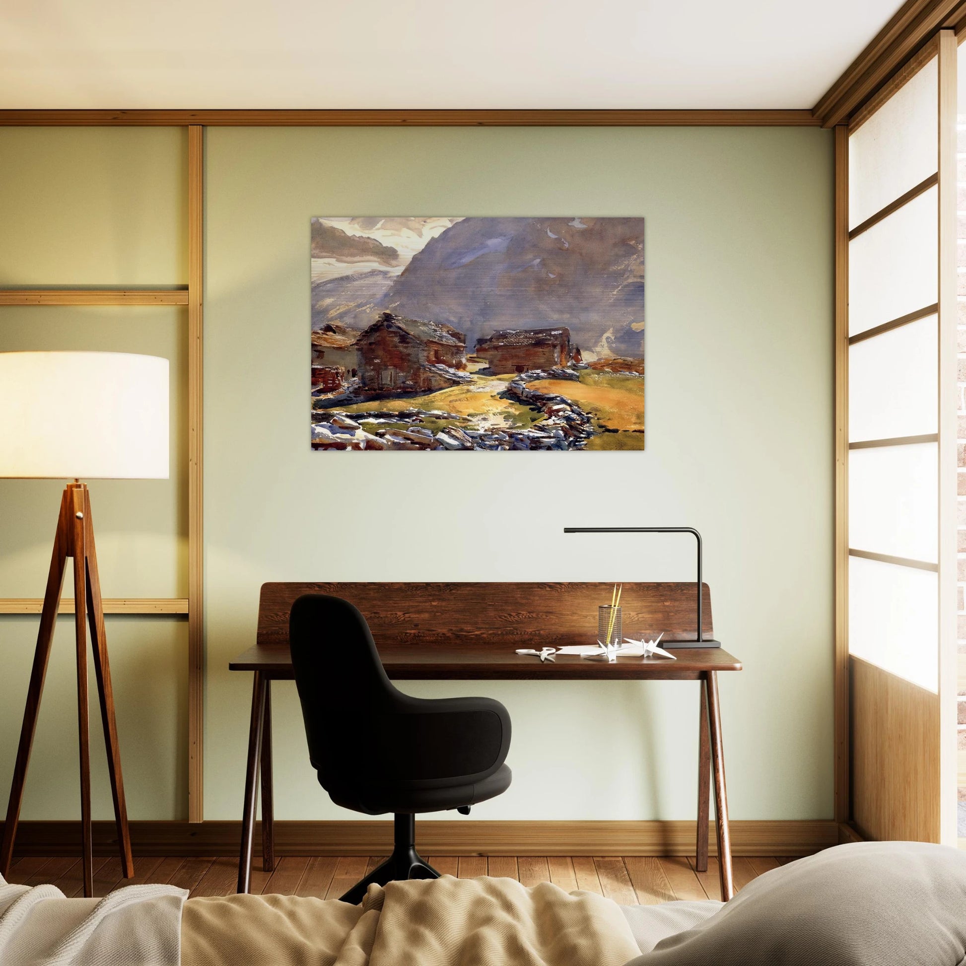 Simplon Pass Chalets - John Singer Sargent Brushed Aluminum Print - 70x100 cm / 28x40 inches | John Singer Sargent Aluminum Print | John Singer Sargent Prints