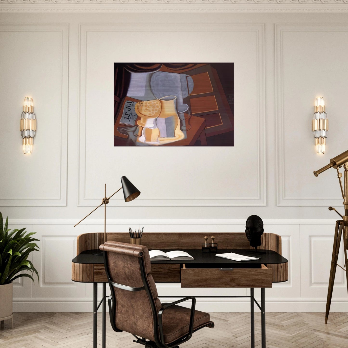 THE TABLE IN FRONT OF THE WINDOW 1921 - Juan Gris Brushed Aluminum Print - 70x100 cm / 28x40 inches | Juan Gris Aluminum Print | Juan Gris Prints