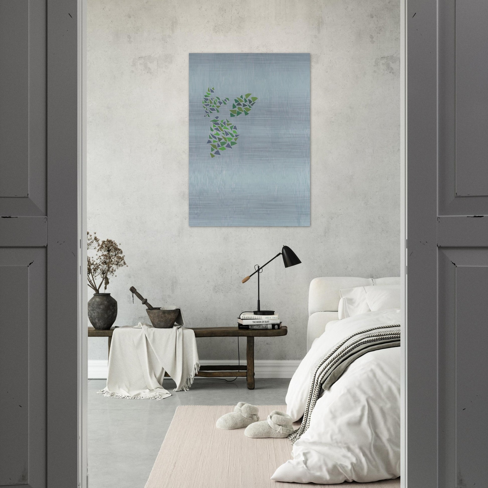 Colors on Blue - Post-Painterly Abstraction - Robert Goodnough Brushed Aluminum Print - 70x100 cm / 28x40 inches | Robert Goodnough Aluminum Print | Robert Goodnough Prints