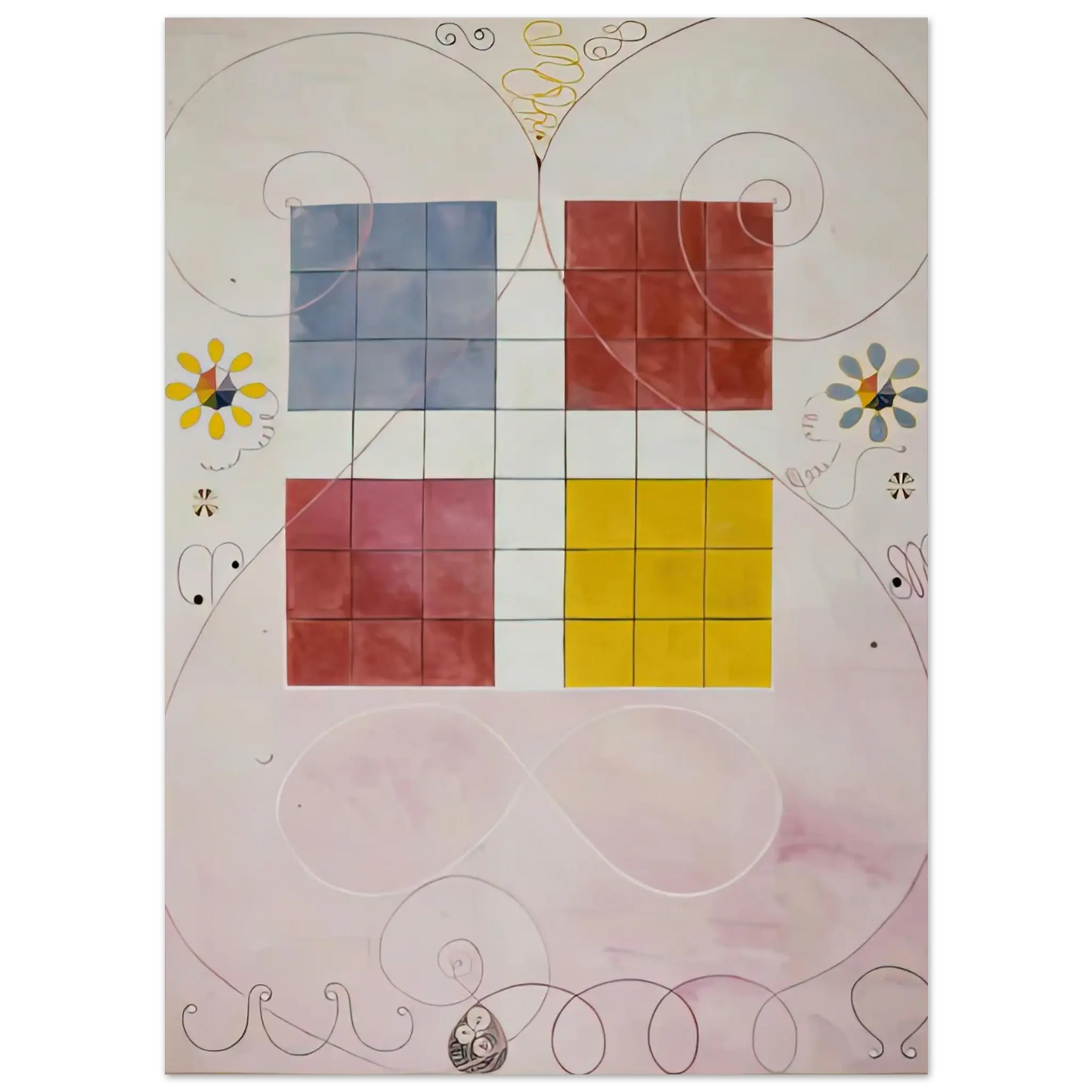 Hilma af Klint - DE TIO ST RSTA N 10 ALDERDOMEN 1907 Wall art - 70x100 cm / 28x40 Inches - Premium Wooden Framed Poster With Fine Art Paper - White frame