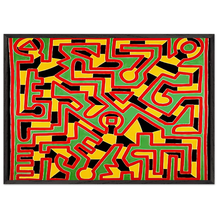 UNTITLED 1988 N3 - Keith Haring 70x100 cm / 28x40 inches Framed Art Print – Black Wooden Frame