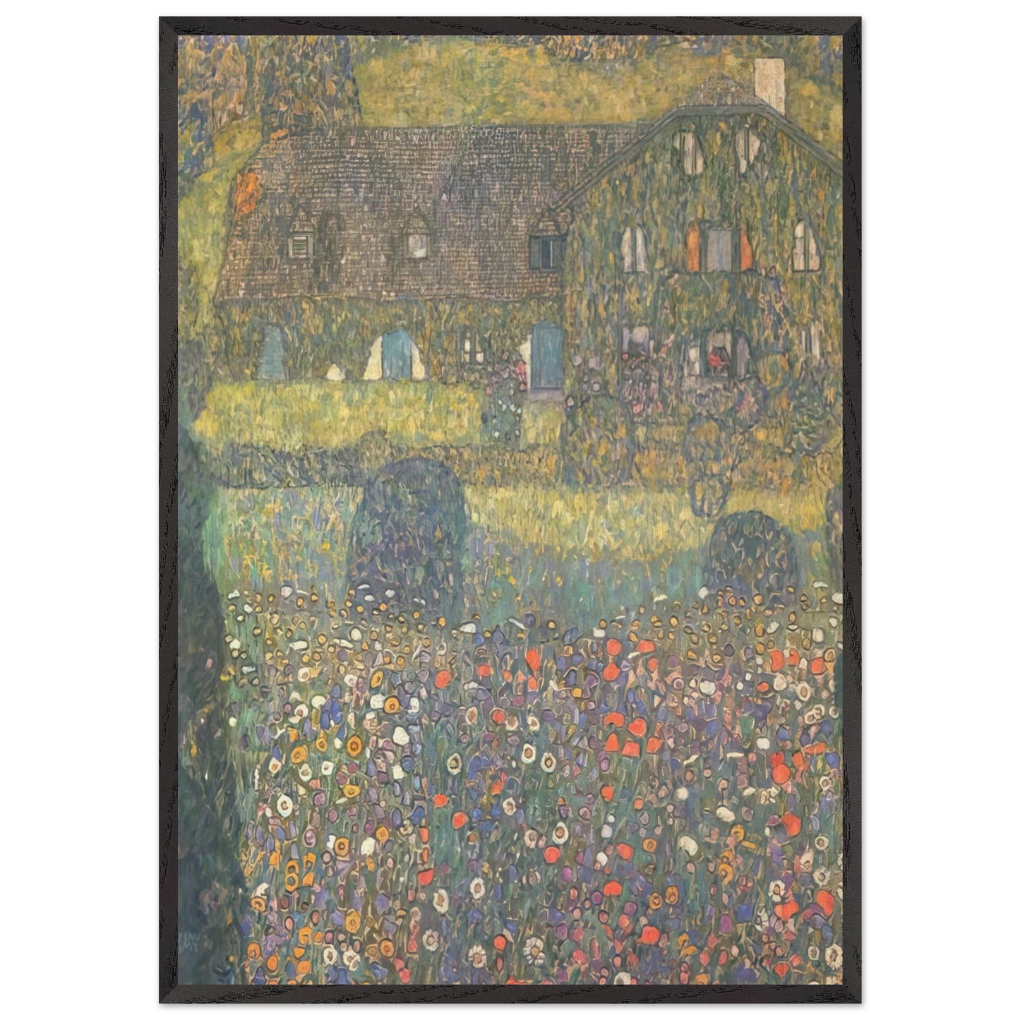 COUNTRY HOUSE BY THE ATTERSEE - Gustav Klimt 70x100 cm / 28x40 inches Framed Art Print – Black Wooden Frame