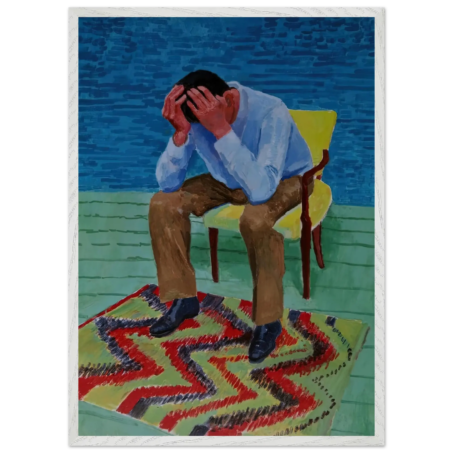 David Hockney - David Hockney Wall art - A3 (29.7 x 42  cm) - Premium Wooden Framed Poster With Fine Art Paper - White frame