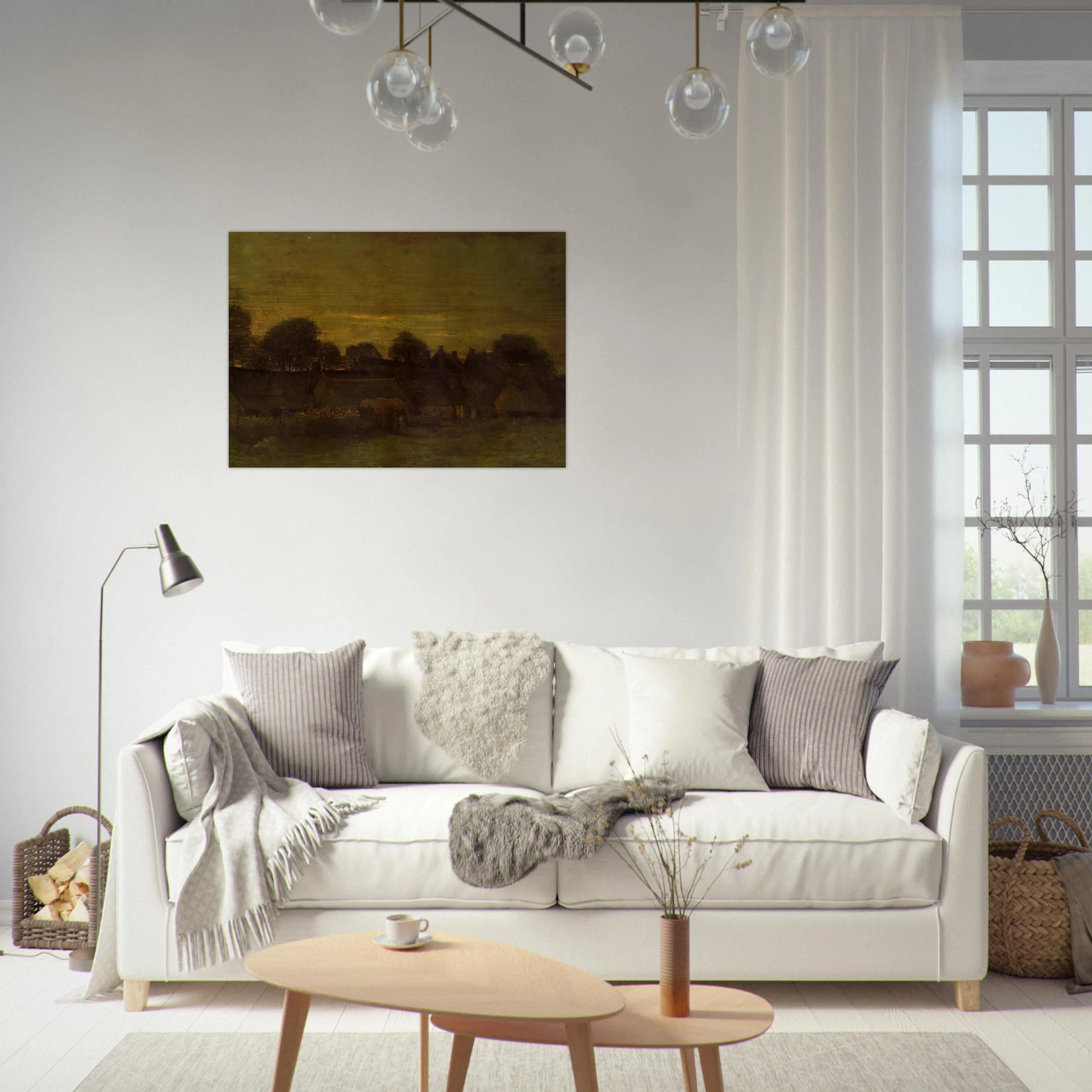 Village at sunset - Vincent van Gogh Brushed Aluminum Print - 70x100 cm / 28x40 inches | Vincent van Gogh Aluminum Print | Vincent van Gogh Prints