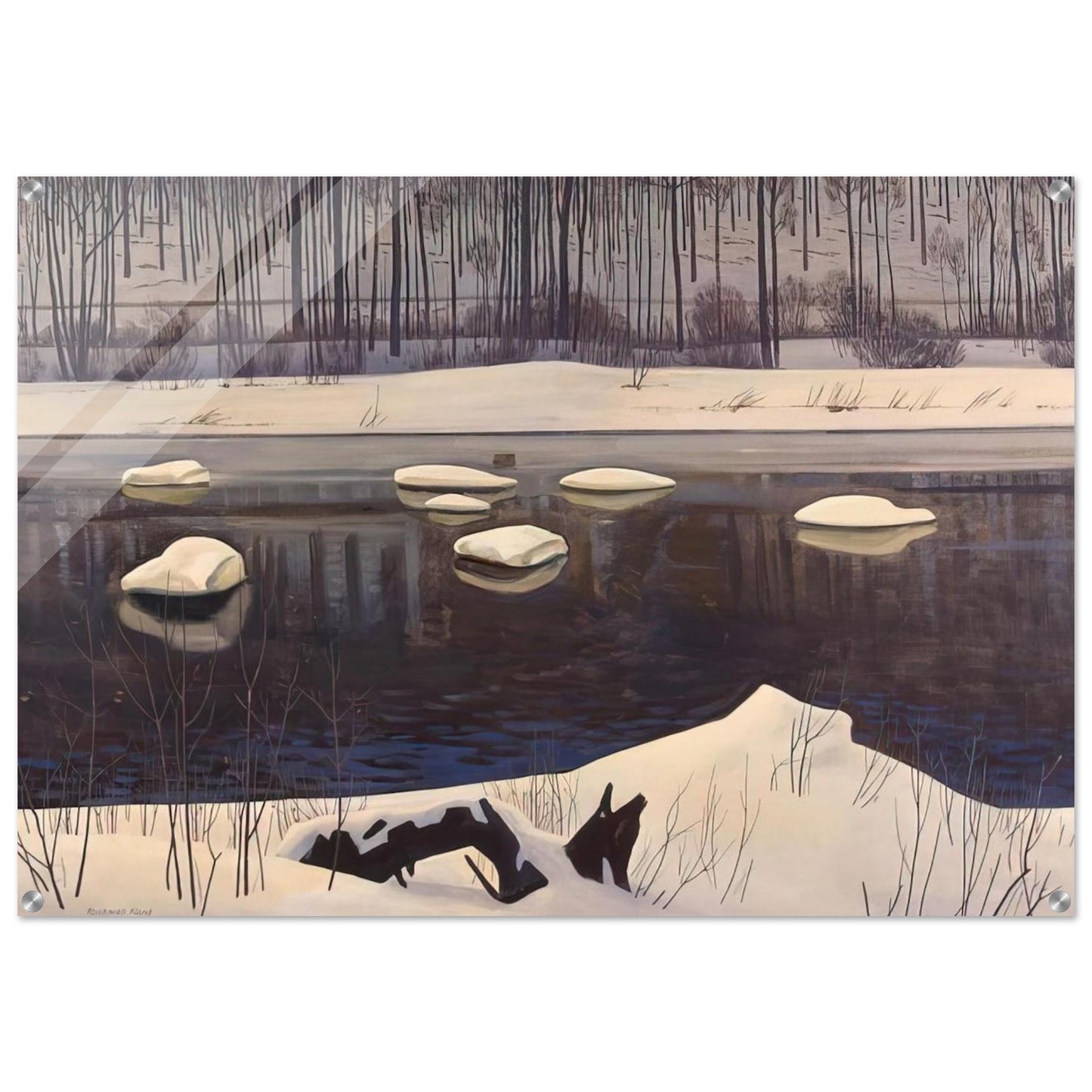 Au Sable River, Winter, Adirondacks - Rockwell Kent Acrylic Print - 70x100 cm / 28x40″ inches
