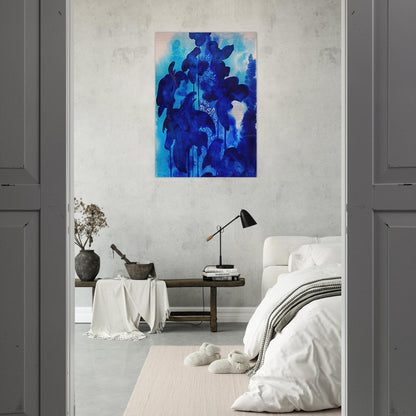 Blue Floral - Eyvind Earle Brushed Aluminum Print - 70x100 cm / 28x40 inches | Eyvind Earle Aluminum Print | Eyvind Earle Prints