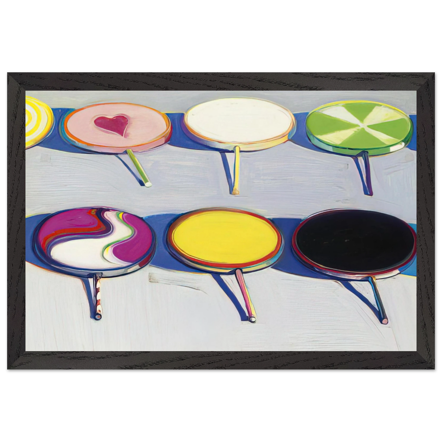 Wayne Thiebaud - Seven Suckers - 1970 Wall Art - 60x80 cm / 24x32 inches - Premium Wooden Framed Poster With Fine Art Paper-canvas - White frame