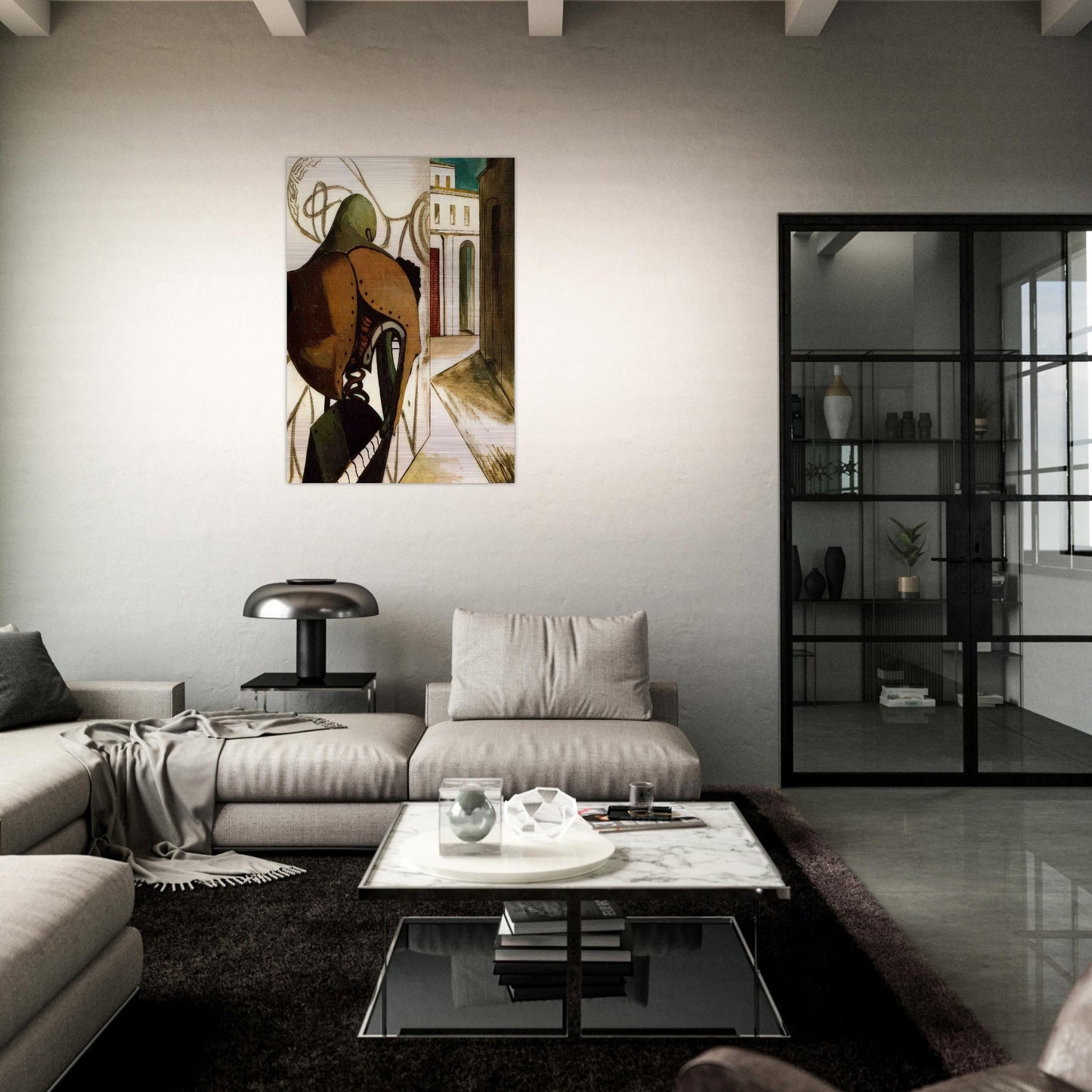 THE VEXATIONS OF THE THINKER 1915 - Giorgio de Chirico Brushed Aluminum Print - 70x100 cm / 28x40 inches | Giorgio de Chirico Aluminum Print | Giorgio de Chirico Prints